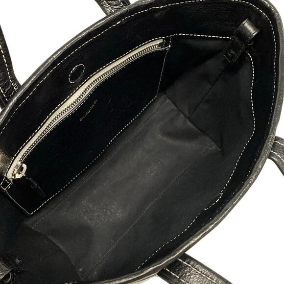 Auth BALENCIAGA Barbes Small 671404 Black White Leather - Tote Bag - Picture 14 of 16